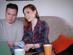 Smiling Couple Shopping Online Stock Footage