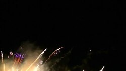 Fireworks illuminate the night sky. Stock Footage