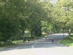 WS People running and biking in Central Park / New York, New York, United States Stock Footage