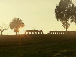 People and Sunset at Parco degli Acquedotti Stock Footage