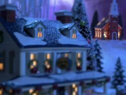 Miniature Christmas Snow Scene - Country Inn & Church #3 Stock Footage