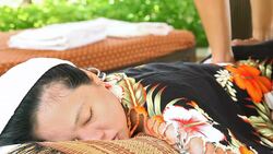 Woman Relaxing While Getting oil Massage Stock Footage