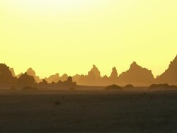 MS Woman walking at deserted place / Djibouti-Abe Lake, Djibouti Stock Footage