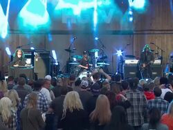 PERFORMANCE - The Cadillac Three at DIRECTV Continues To Dominate Super Bowl Week With First Ever DIRECTV Super Fan Festival Stock Footage