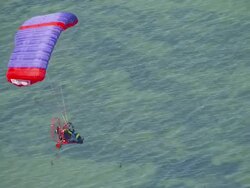 WS AERIAL ZI TS View of paragliding / Werribee, Victoria, Australia Stock Footage