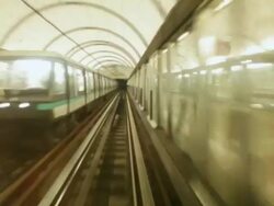 MS POV Underground subway moving through tunnels Stock Footage