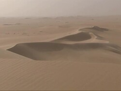 Long Shot, static - Sand dunes spread across the Sahara Desert in Egypt Stock Footage