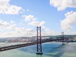 Time lapse:Lisbon Bridge - April 25th, Old Salazar Bridge, Portugal Stock Footage
