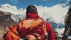 Backpacker on trip Stock Footage