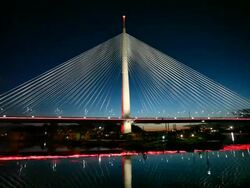 Belgrade, Serbia: New Bridge on Sava river Stock Footage