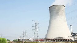 coal-fired power station with blue sky Stock Footage