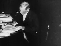 B/W 1917 Woodrow Wilson signing Declaration of War / documentary Stock Footage