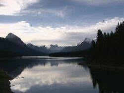 WS ZI ZO View of Lake with early Morning Light / Jasper, Alberta, Canada  Stock Footage