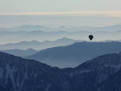 Hot Air Balloon Flight over austrian alps Stock Footage