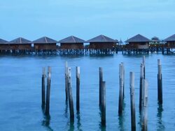 Sipadan Water Village in the morning Stock Footage