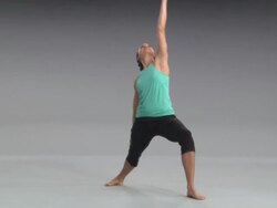 WS Women doing yoga on white stage / Portland, Oregon, USA Stock Footage