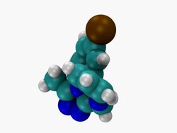 CGI showing space-filling three-dimensional molecular model of xanax, or alprazolam Stock Footage