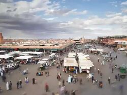 MS  POV T/L People doing shopping in Djemaa el-Fna square / Marrakech, Morocco Stock Footage