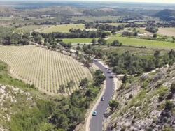 Road over Alpilles Mountains Stock Footage