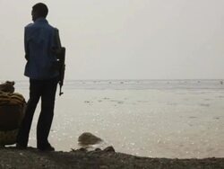 Two men by the river Stock Footage