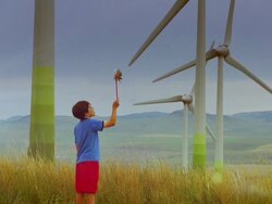 HD SLOW MOTION: Field of Wind Turbines Stock Footage