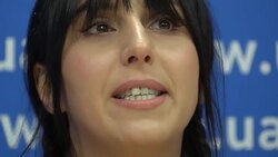 The Eurovision Song Contest winner Jamala press conference in Kiev Stock Footage