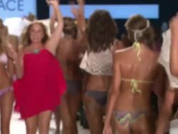 Designer Monica Wise walks the runway with models during L*SPACE BY MONICA WISE show Stock Footage