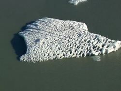 WS AERIAL ZI View of Jokulsarlon icebergs / Iceland Stock Footage