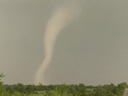 WS ZO View of thin tornado moving across countryside / Marietta, Oklahoma, United States Stock Footage