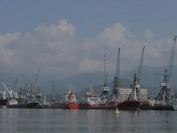 industrial dock with ships Stock Footage