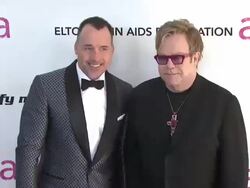 David Furnish, Sir Elton John at the 19th Annual Elton John AIDS Foundation Academy Awards Viewing Party at West Hollywood CA. (Footage by WireImage Video/GettyImages) Stock Footage
