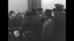 Churchill, Roosevelt, and Stalin at start of Tehran Conference during World War II News Clip