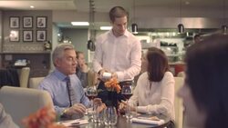 MS Senior man paying bill through credit card reader Stock Footage