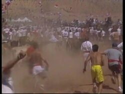 USA: TOWN OF MESQUITE HOLDS SPANISH STYLE BULL RUN News Clip