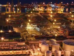 Working fast at cargo dock Stock Footage