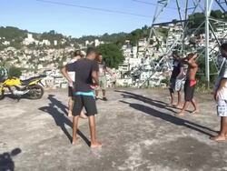 Football In Brazil - Morro Da Sao Carlos Favela Stock Footage