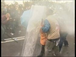 WRAP SKoreans clash with police, Bove comment, caravan News Clip