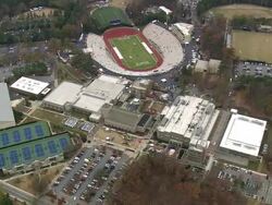 WS AERIAL View of Wallace Wade Stadium / North Carolina, United States Stock Footage