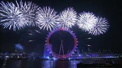 2015 New Years Celebrations - New Year's countdown fireworks display at London Eye. News Clip