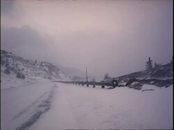 WA Snow blowing across freeway, North Carolina, USA Stock Footage