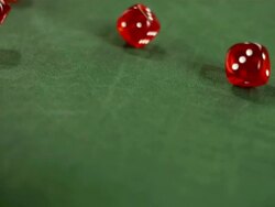 HD SLOW MOTION: Casino Red Dices Rolling Stock Footage