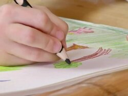 HD: Girl Drawing Trees Stock Footage