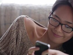 Texting sofa   CM LI Stock Footage