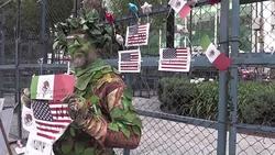 CLEAN : Trump pinata on fake wall burnt in Mexican protest News Clip