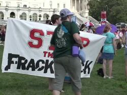 Protesters Hold Signs Against Fracking Stock Footage