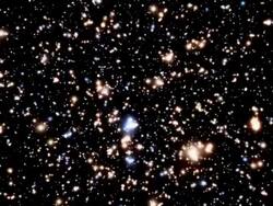 Animation of a flight through the globular cluster Omega Centauri, passing the dense stars and showing the tight orbits of stars around an extremely dense object at its centre. Due to its density, this is thought to be a black hole Stock Footage