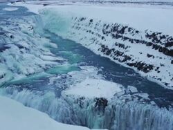 Gullfoss in winter slow motion Stock Footage