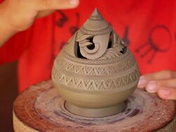 Carved pottery Stock Footage