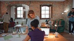 DS Busy startup company office Stock Footage