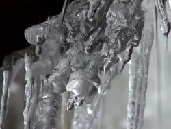 CU Melting icicles at Breitachklamm canyon in winter at AllgÃƒÂ¤u Alps / Oberstdorf, Bavaria, Germany  Stock Footage